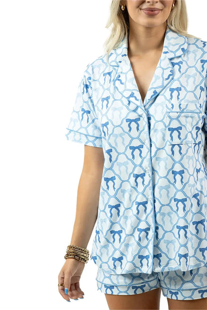 Blue Mini Bow Pajama Set