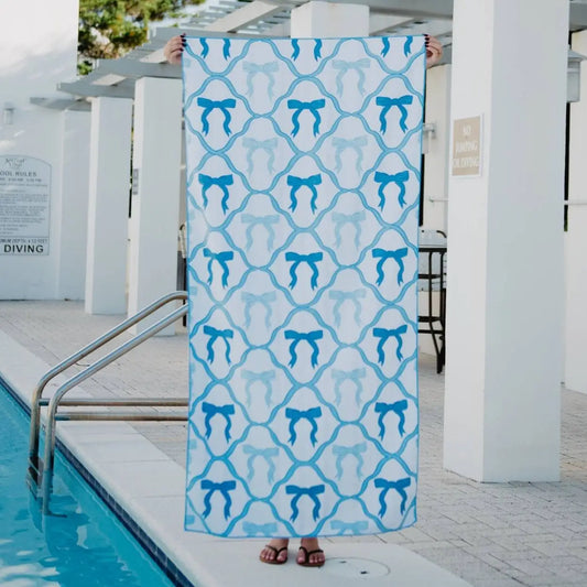 Blue Bow Microfiber Towel