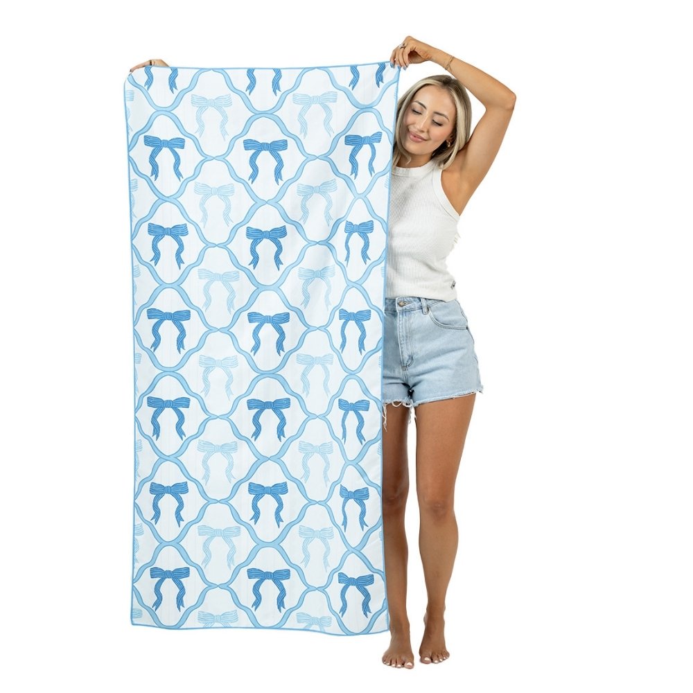 Blue Bow Microfiber Towel