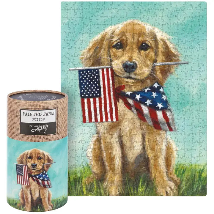 Patriotic Golden Puppy Puzzle
