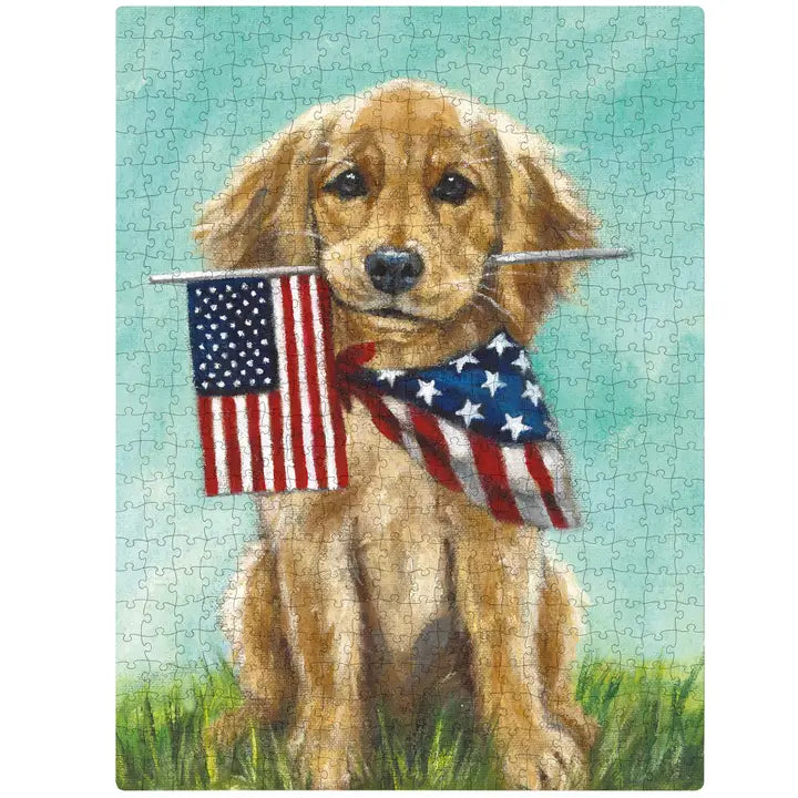 Patriotic Golden Puppy Puzzle