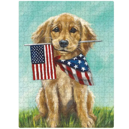 Patriotic Golden Puppy Puzzle