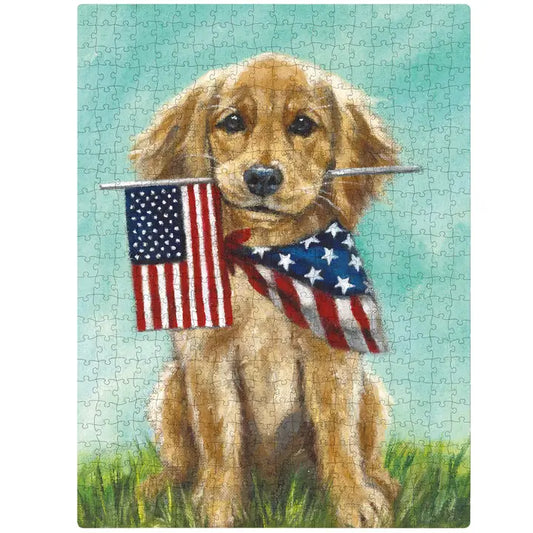 Patriotic Golden Puppy Puzzle