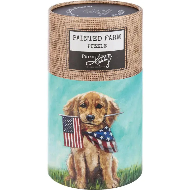 Patriotic Golden Puppy Puzzle
