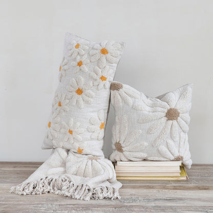 Tufted Flowers Lumbar Pillow