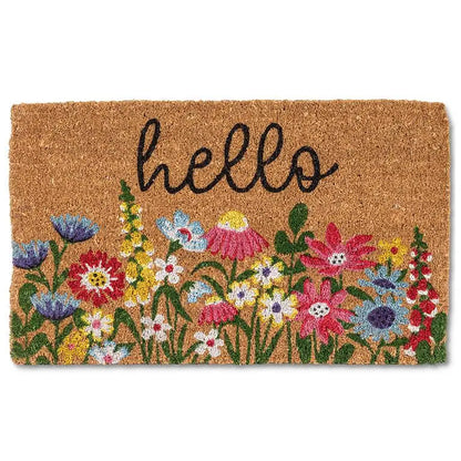 Bright Floral 'HELLO' Doormat