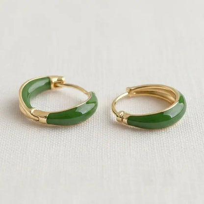 Vintage Green Huggie Earrings