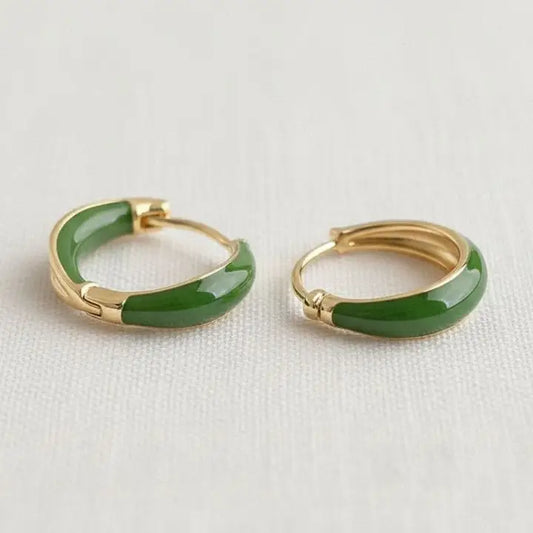 Vintage Green Huggie Earrings