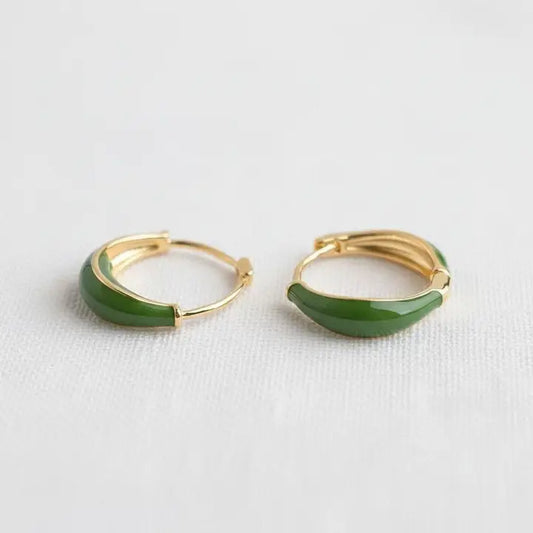 Vintage Green Huggie Earrings