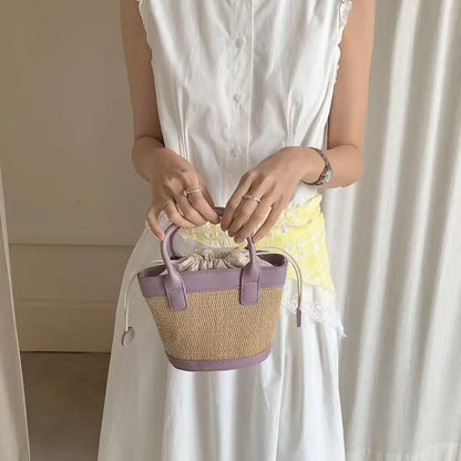 Leather/Straw Mini Tote