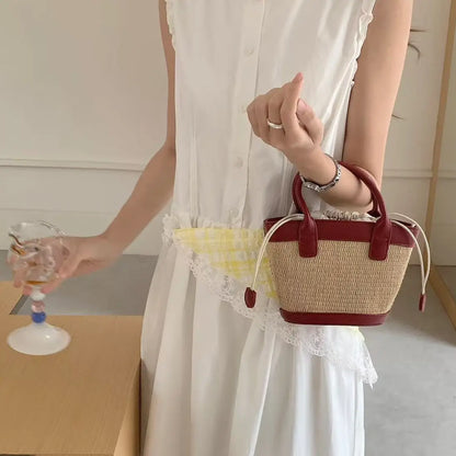 Leather/Straw Mini Tote