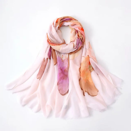Oversized-Floral Patterned Scarf