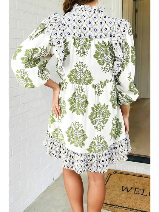 Floral / Patchwork Ruffle Dress