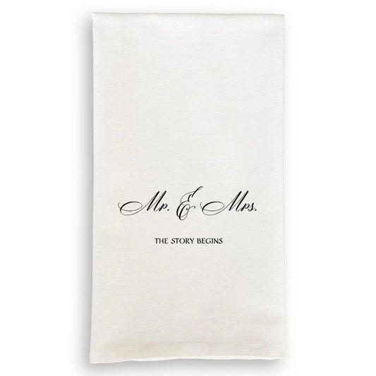 'Mr & Mrs - The Story Begins' Tea Towel