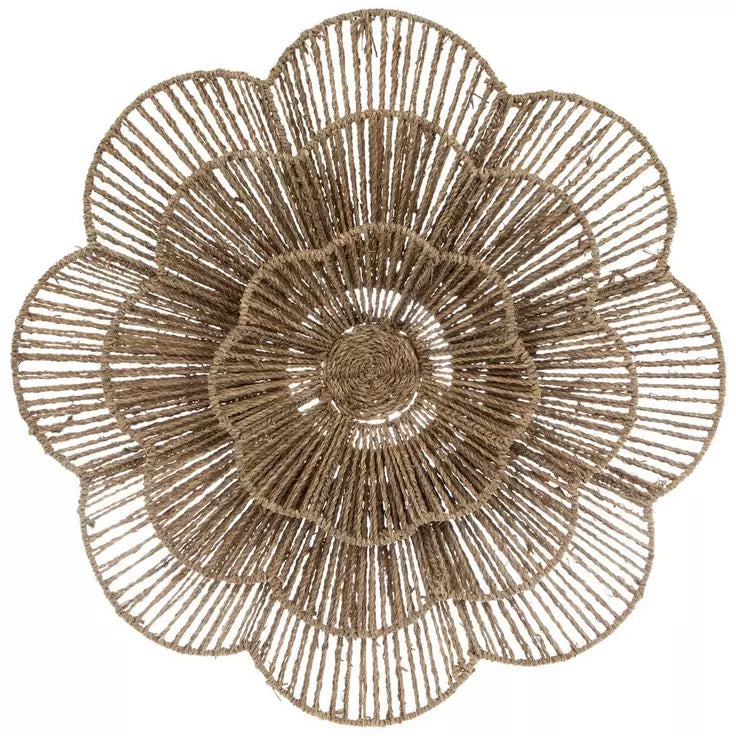 Layered Flower Seagrass Wall Decor