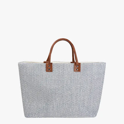 Hazel Aztec-Print Straw Tote - Large