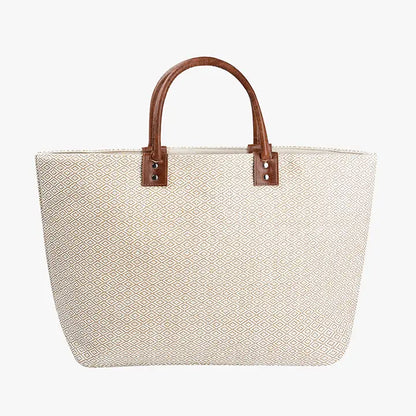 Hazel Aztec-Print Straw Tote - Large