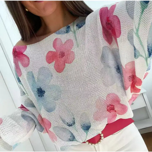 Lightweight Floral Knit Sweater