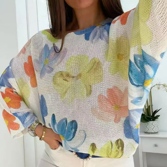 Lightweight Floral Knit Sweater
