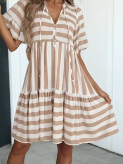 Ruffle Trim Flared Dress