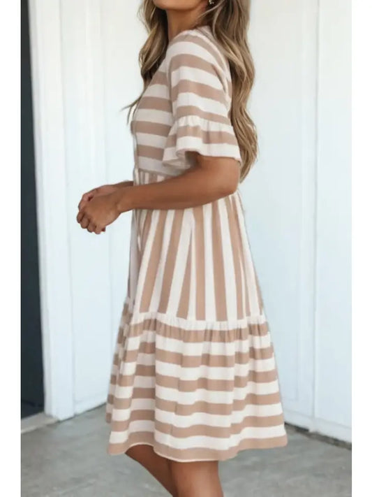 Ruffle Trim Flared Dress
