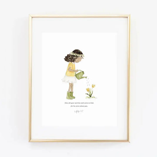 Watering Girl Scripture Print