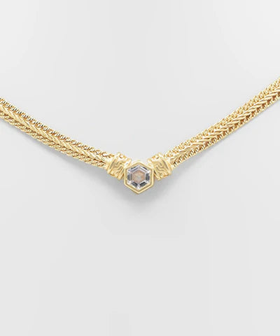 CZ Hexagon & Snake Chain Necklace