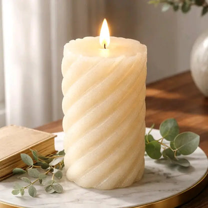 Cream Swirl Frosted LED Candle