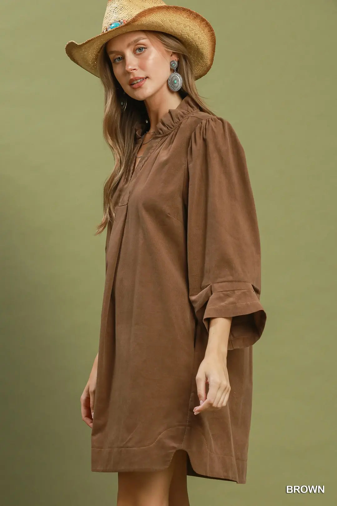 Puff Sleeve Corduroy Dress