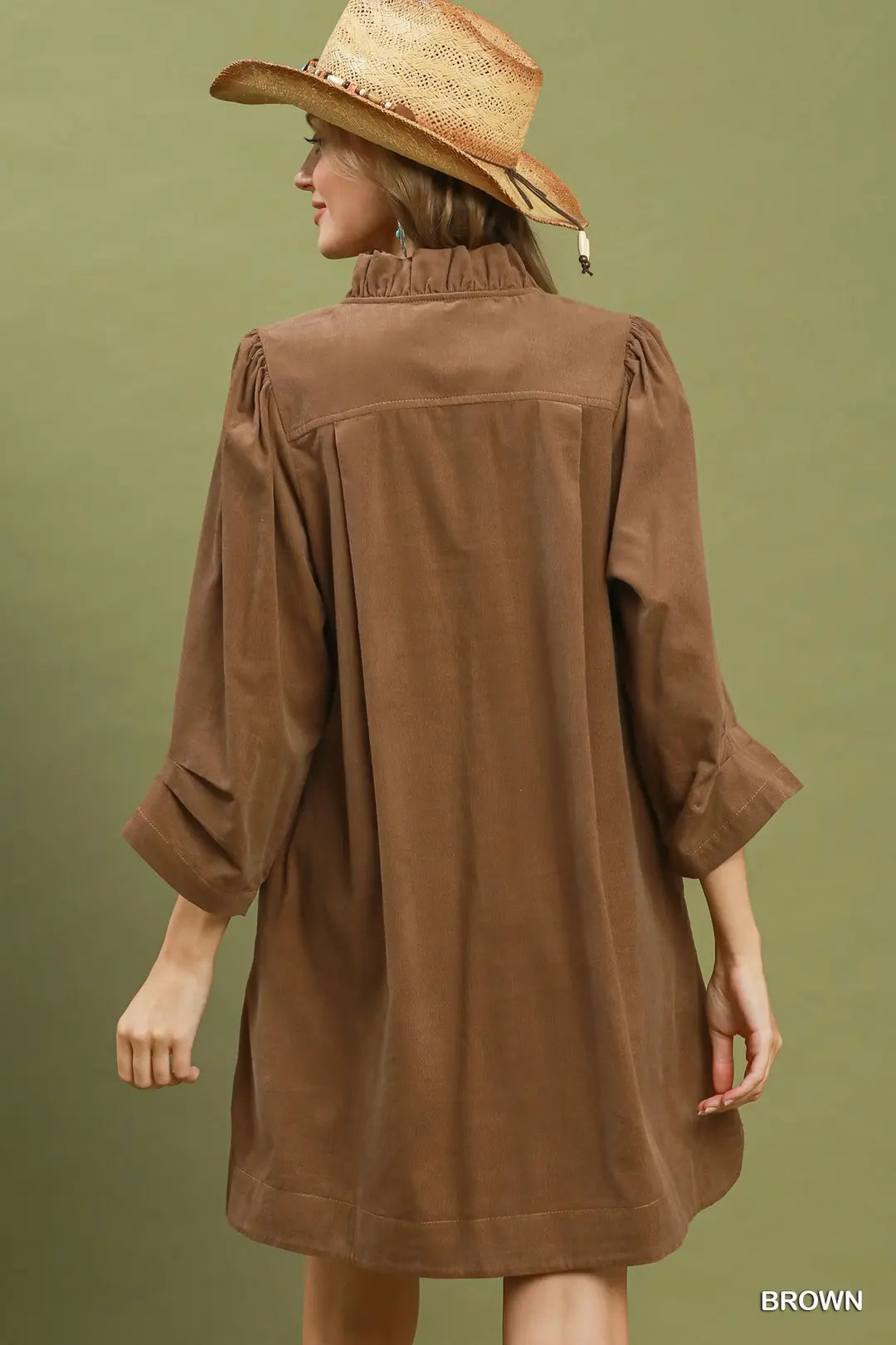 Puff Sleeve Corduroy Dress