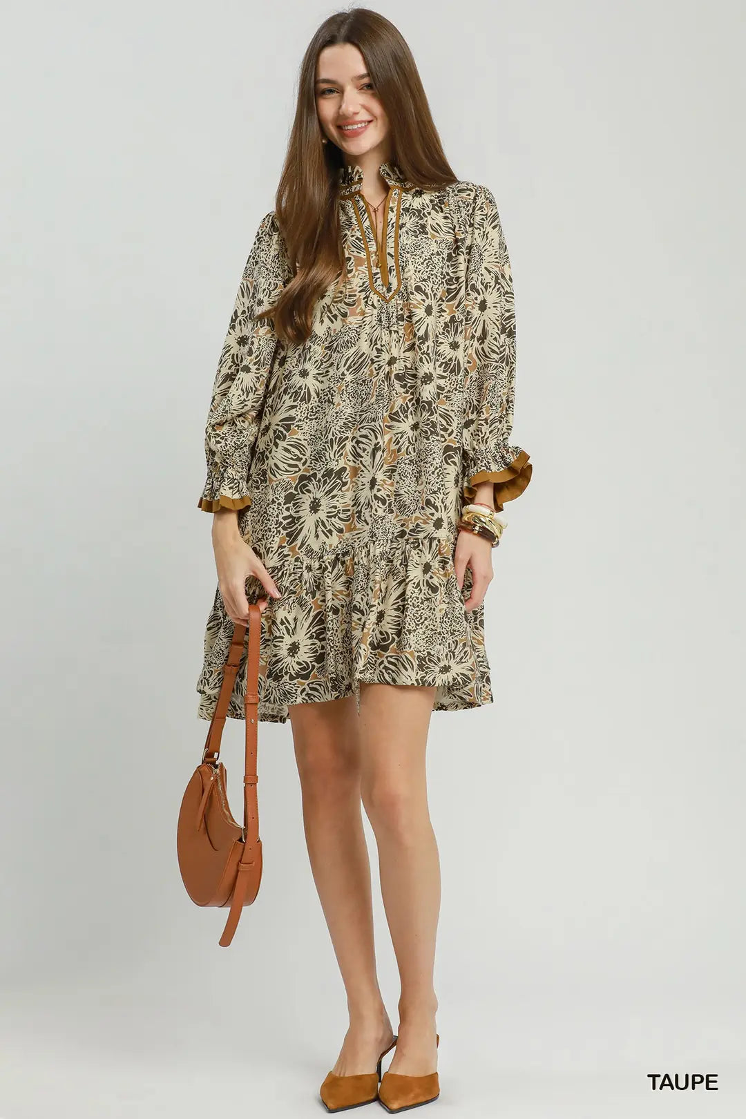 Ruffled Neck Mini Dress