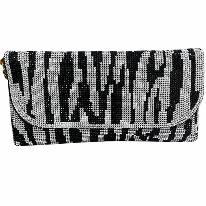 Crystal Paved Zebra Clutch