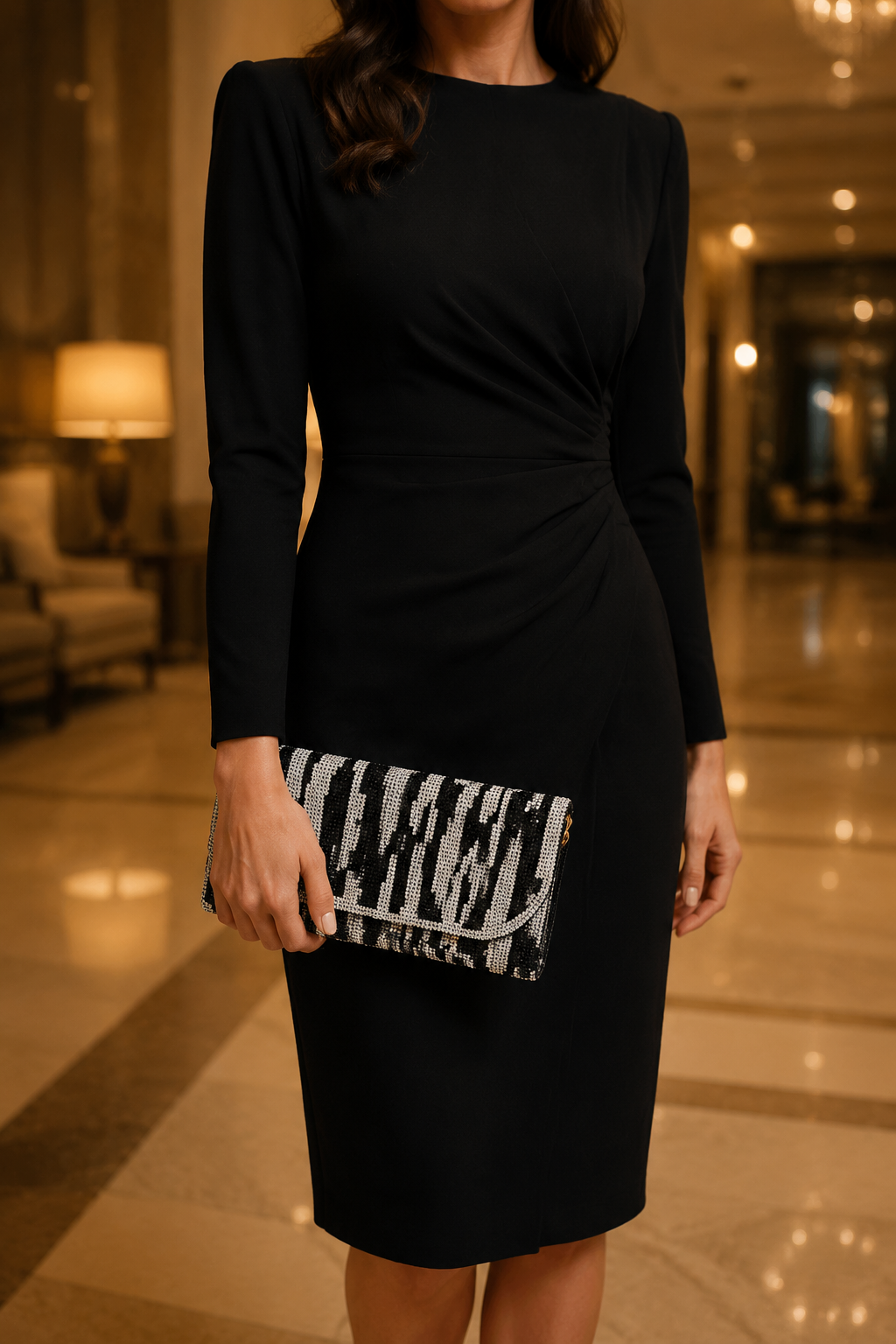 Crystal Paved Zebra Clutch
