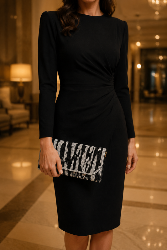 Crystal Paved Zebra Clutch