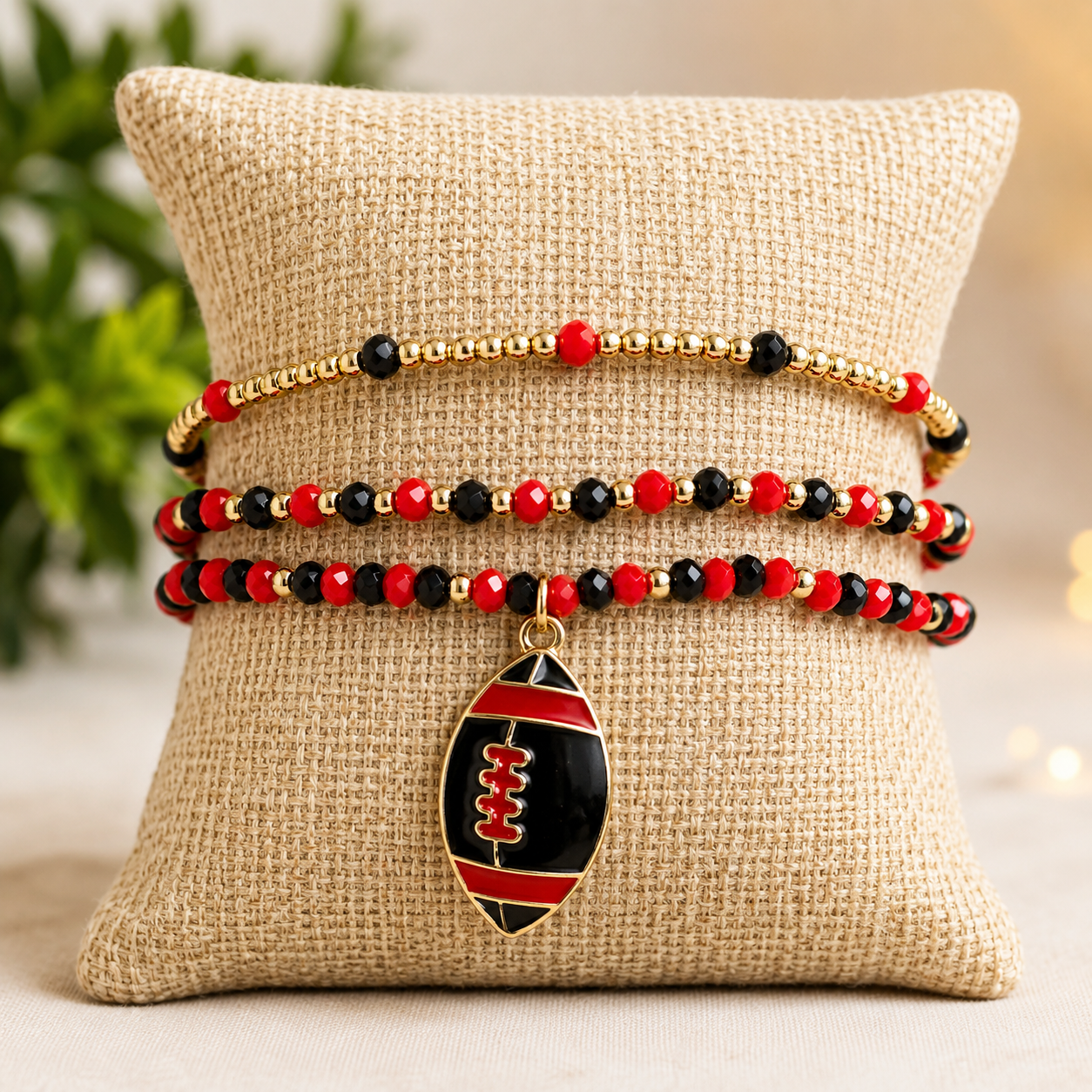 Football Charm Stretch Bracelet