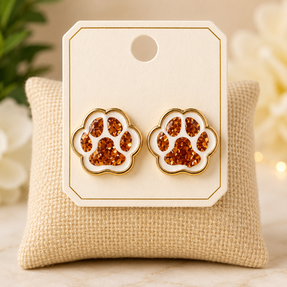 Sparkling Paw Stud Earrings