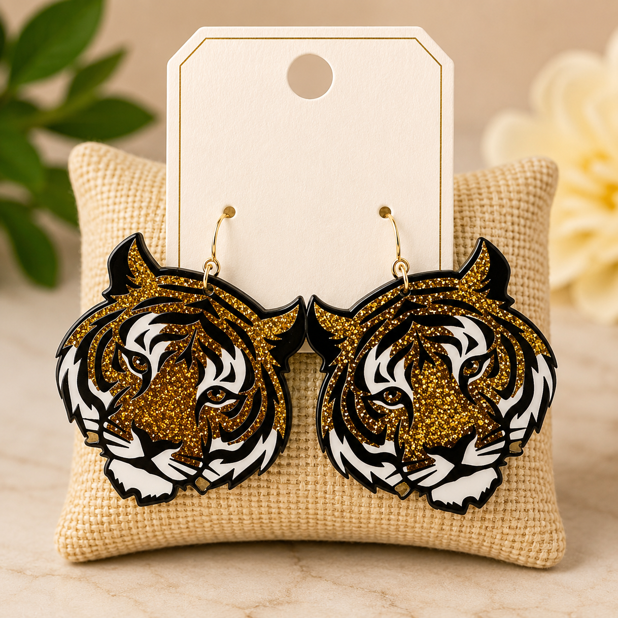 Bengal Face Tiger Earrings