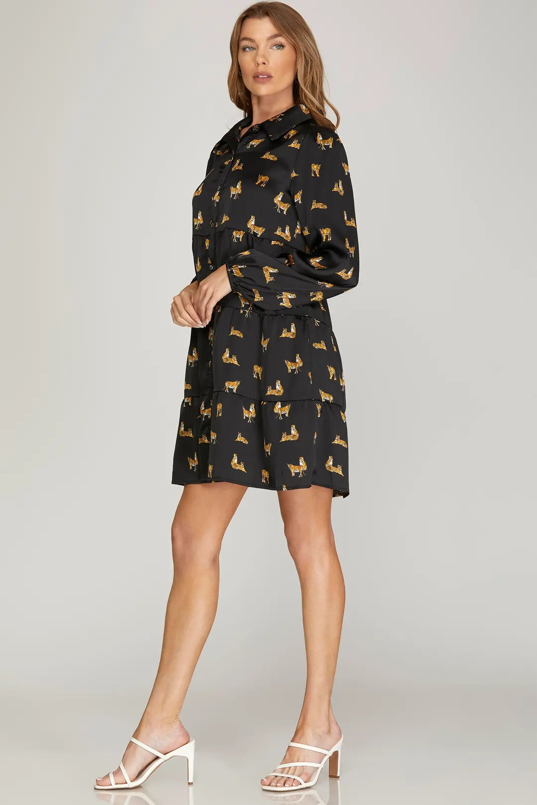 Tiger Tiered Shirt Dress