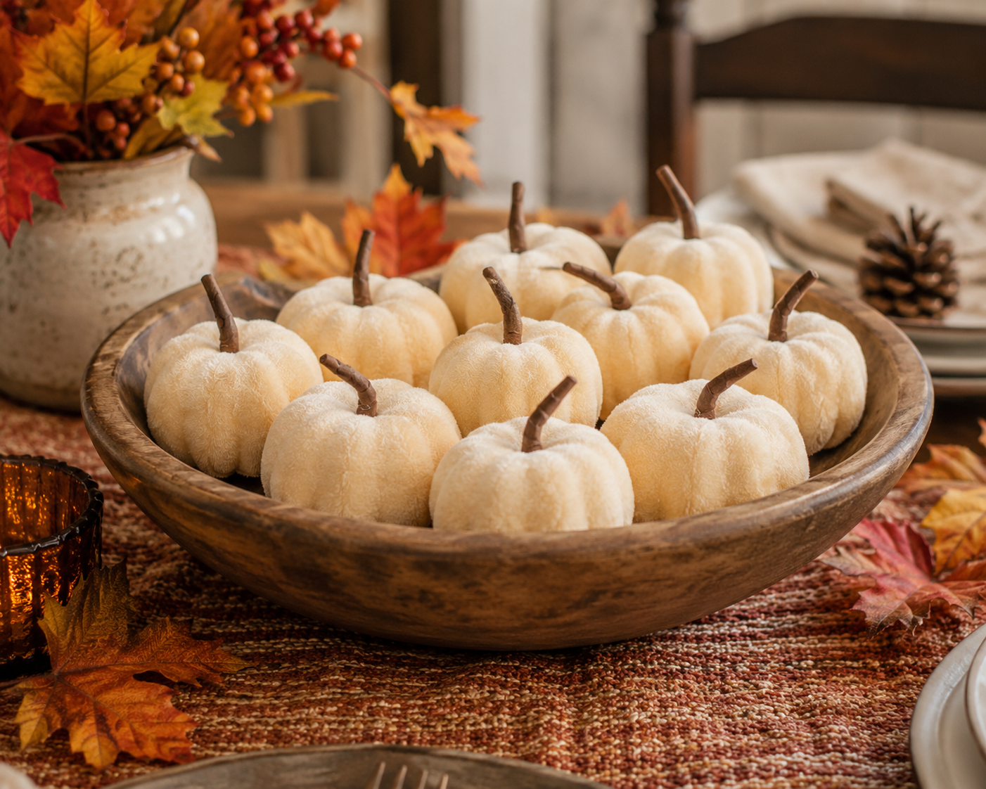 Cream Velvet Knit Pumpkin