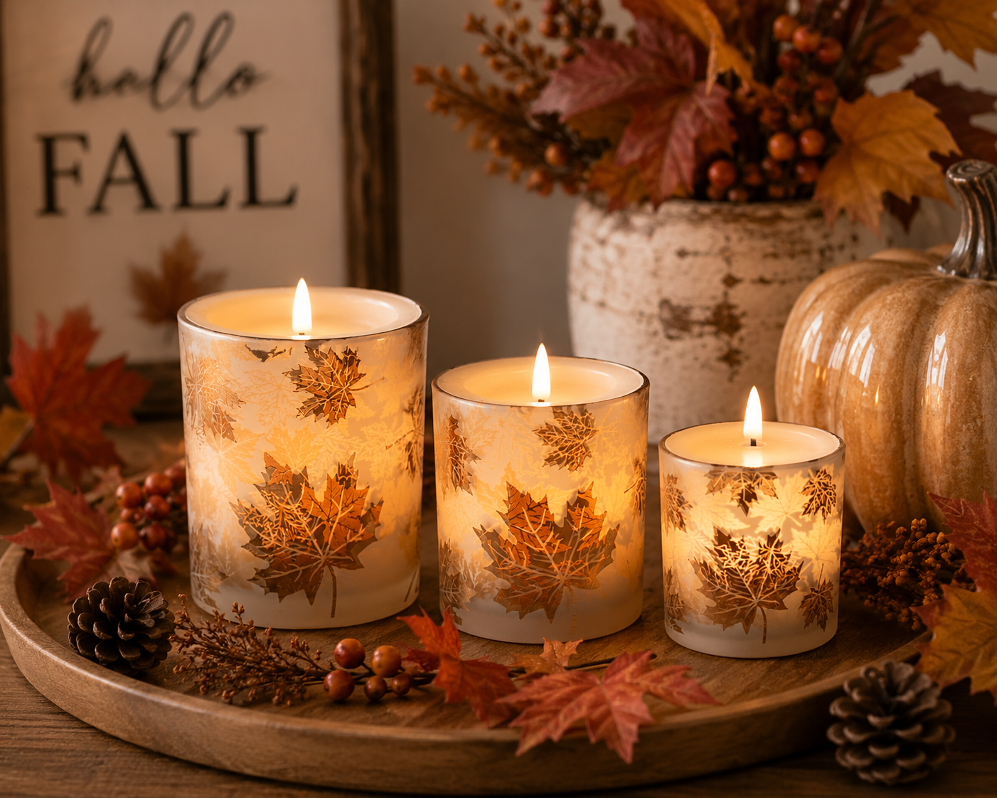 Frosted Leaf Glass Container