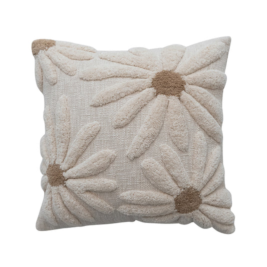 Tufted Flowers Pillow - 18" Square