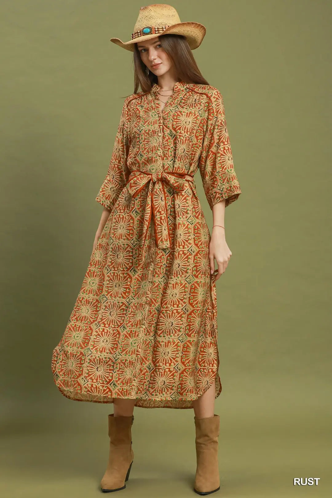 Abstract Print Tie-Dress