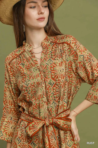 Abstract Print Tie-Dress