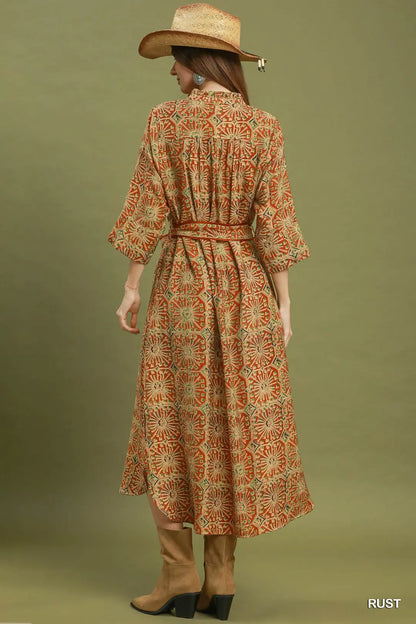 Abstract Print Tie-Dress