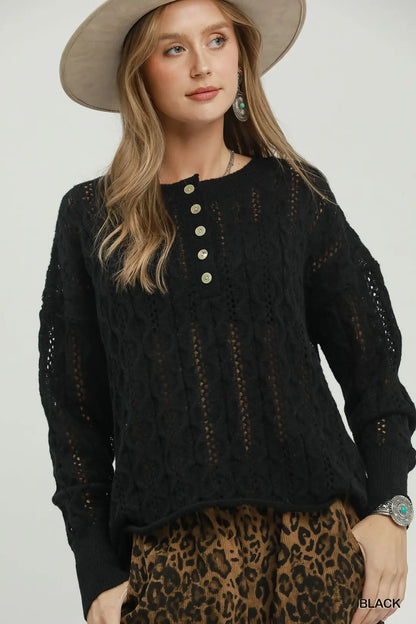 Cable Knit Henley Sweater