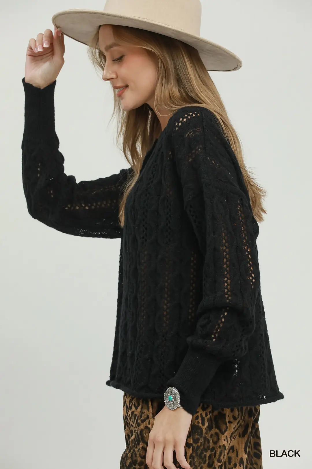 Cable Knit Henley Sweater