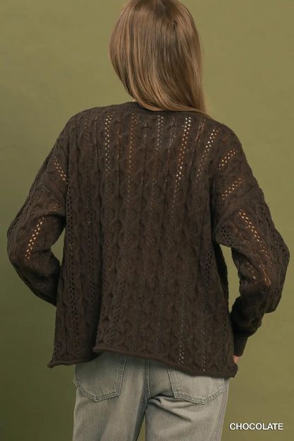 Cable Knit Henley Sweater