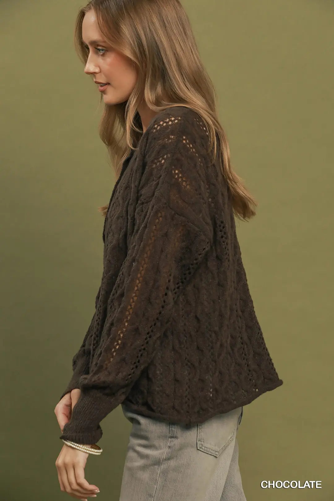 Cable Knit Henley Sweater