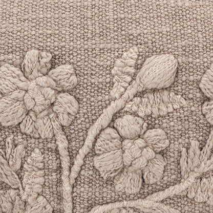 Embroidered Flower Lumbar Pillow