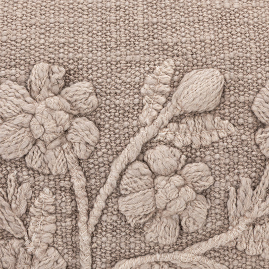 Embroidered Flower Lumbar Pillow